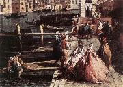 MARIESCHI, Michele The Grand Canal at San Geremia (detail) sg oil painting on canvas